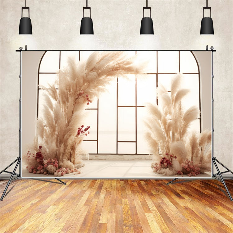 Toile de Fond Photo Boho Arc Pampas Floral Rêveur GQ2-15