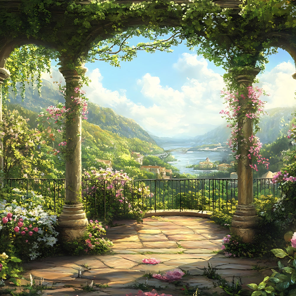 Toiles de Fond Fête des Mères Arche Florale Verdoyante Montagne GQ2-150