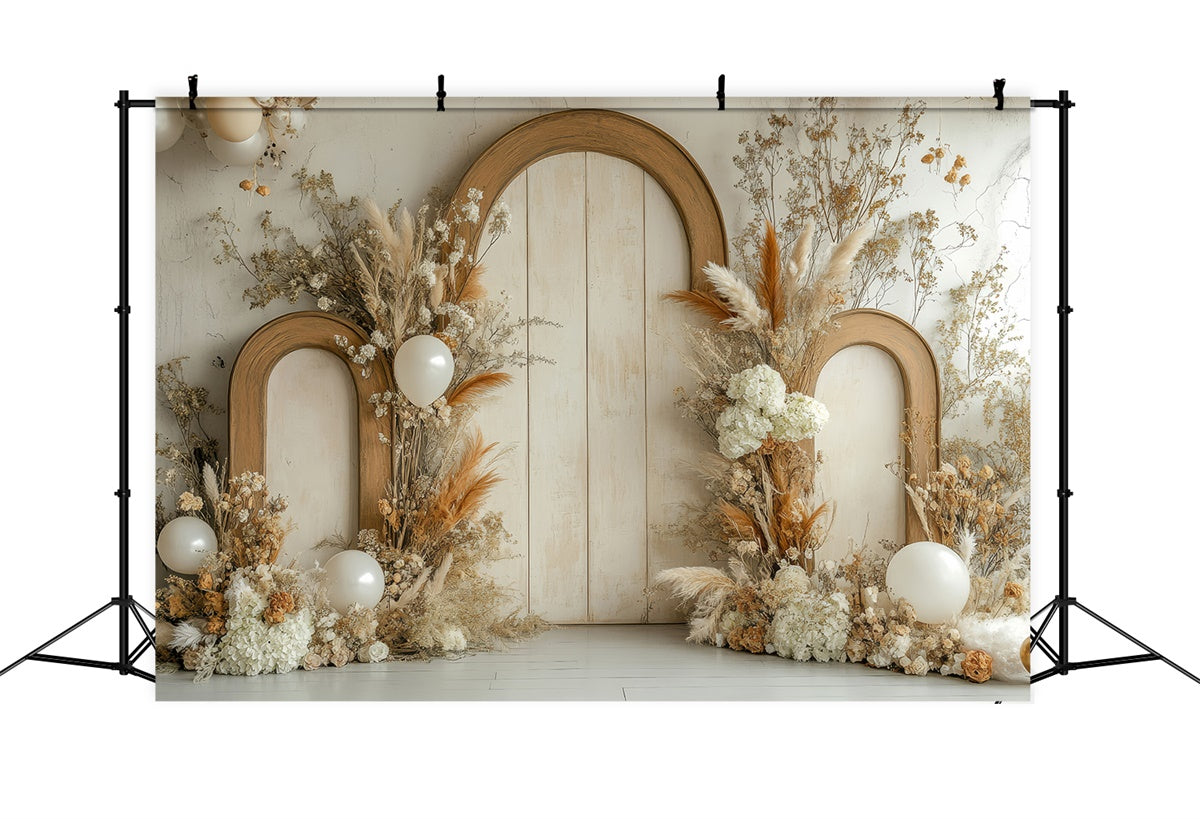 Toile de fond Pour la Fête des Mères Ballon Floral Beige Chaleureux GQ2-165