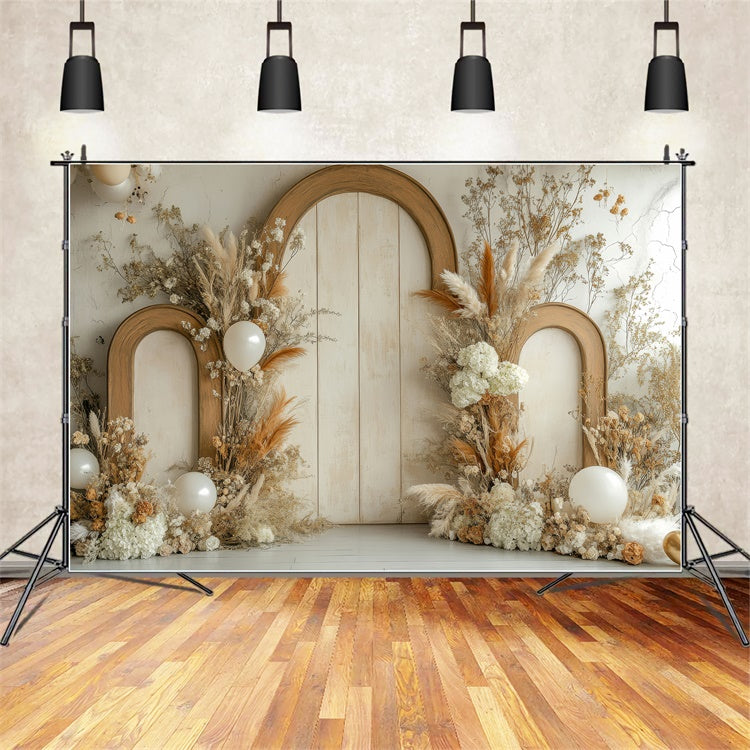 Toile de fond Pour la Fête des Mères Ballon Floral Beige Chaleureux GQ2-165