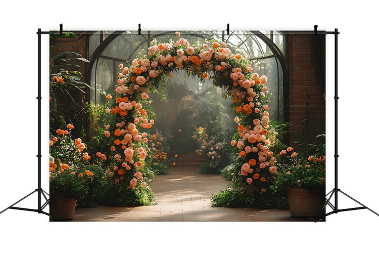 Toile de fond Photo Fête des Mères Arche de Jardin de Roses Luxuriantes GQ2-166