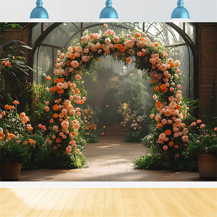 Toile de fond Photo Fête des Mères Arche de Jardin de Roses Luxuriantes GQ2-166