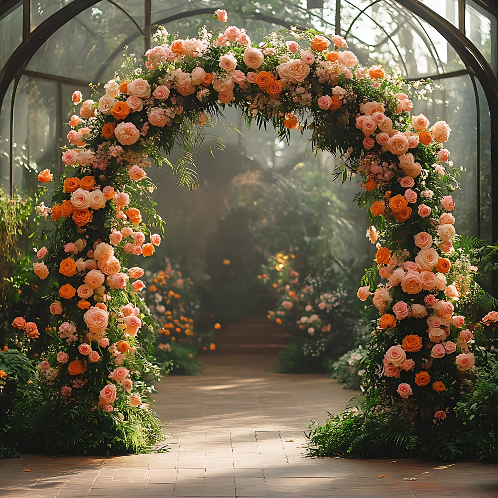 Toile de fond Photo Fête des Mères Arche de Jardin de Roses Luxuriantes GQ2-166