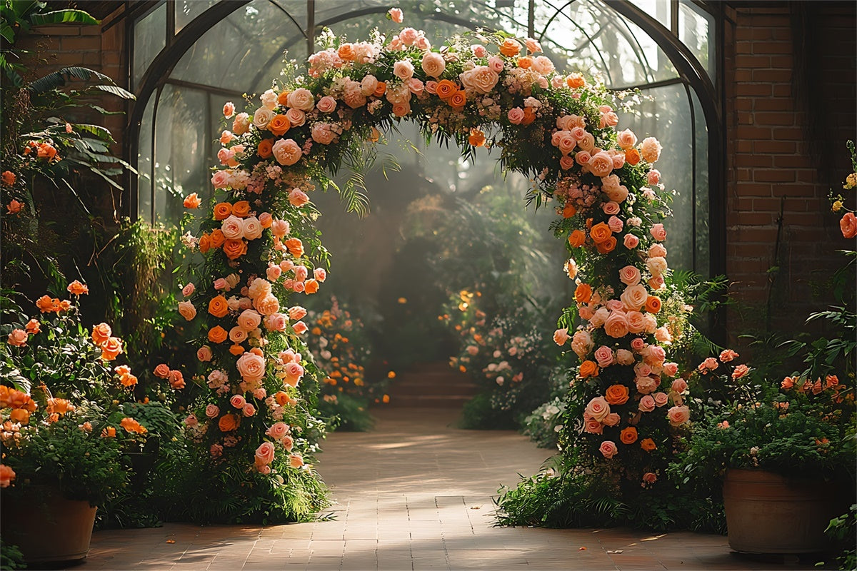 Toile de fond Photo Fête des Mères Arche de Jardin de Roses Luxuriantes GQ2-166