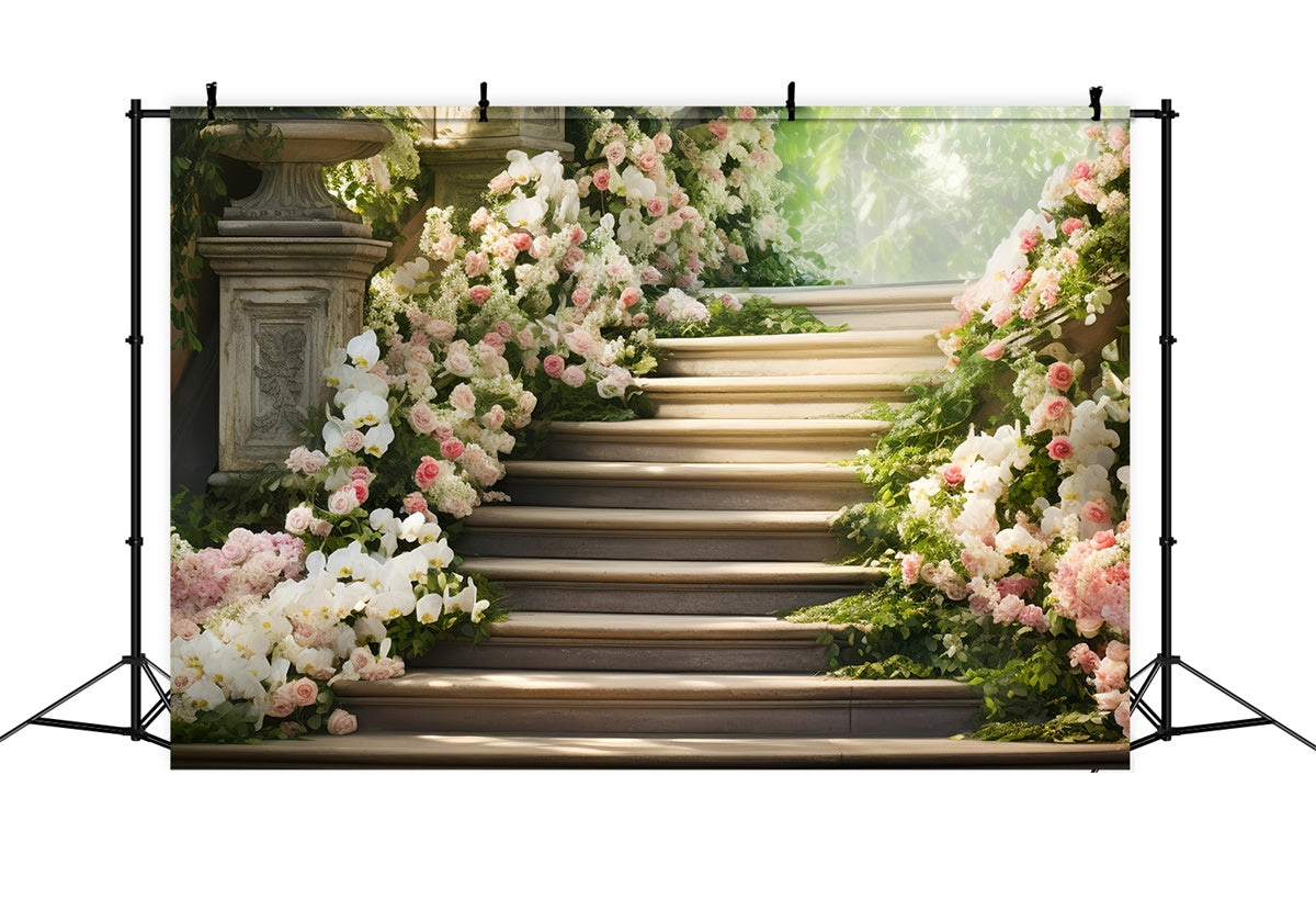 Toile de fond Fête des Mères Escalier Floral de Rêve avec Orchidées GQ2-167