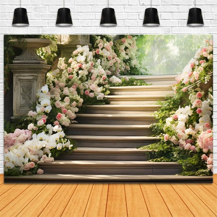 Toile de fond Fête des Mères Escalier Floral de Rêve avec Orchidées GQ2-167