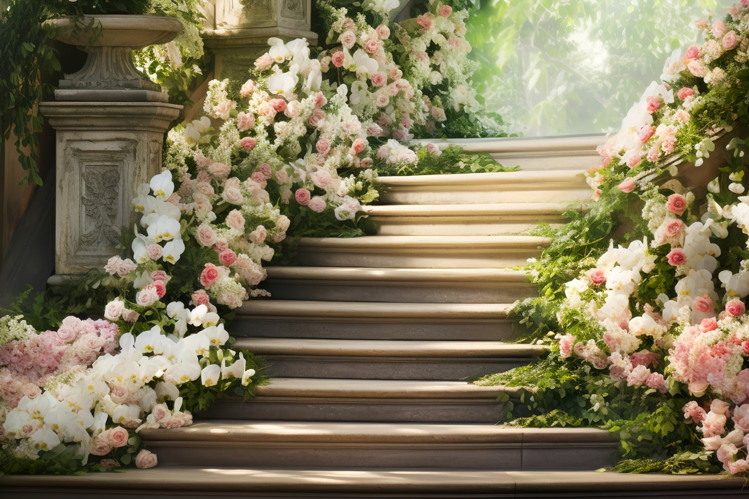 Toile de fond Fête des Mères Escalier Floral de Rêve avec Orchidées GQ2-167