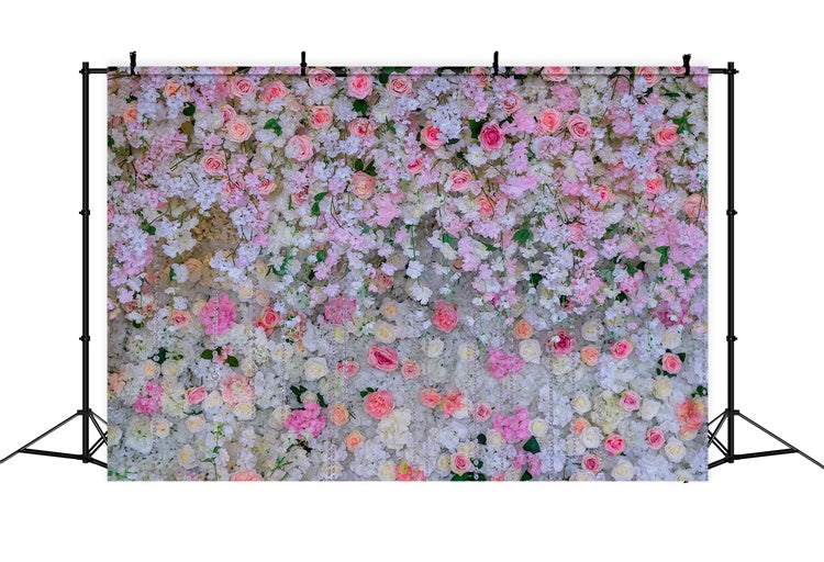 Toile de fond Pour la Fête des Mères Cascade Florale Rose Claire GQ2-170