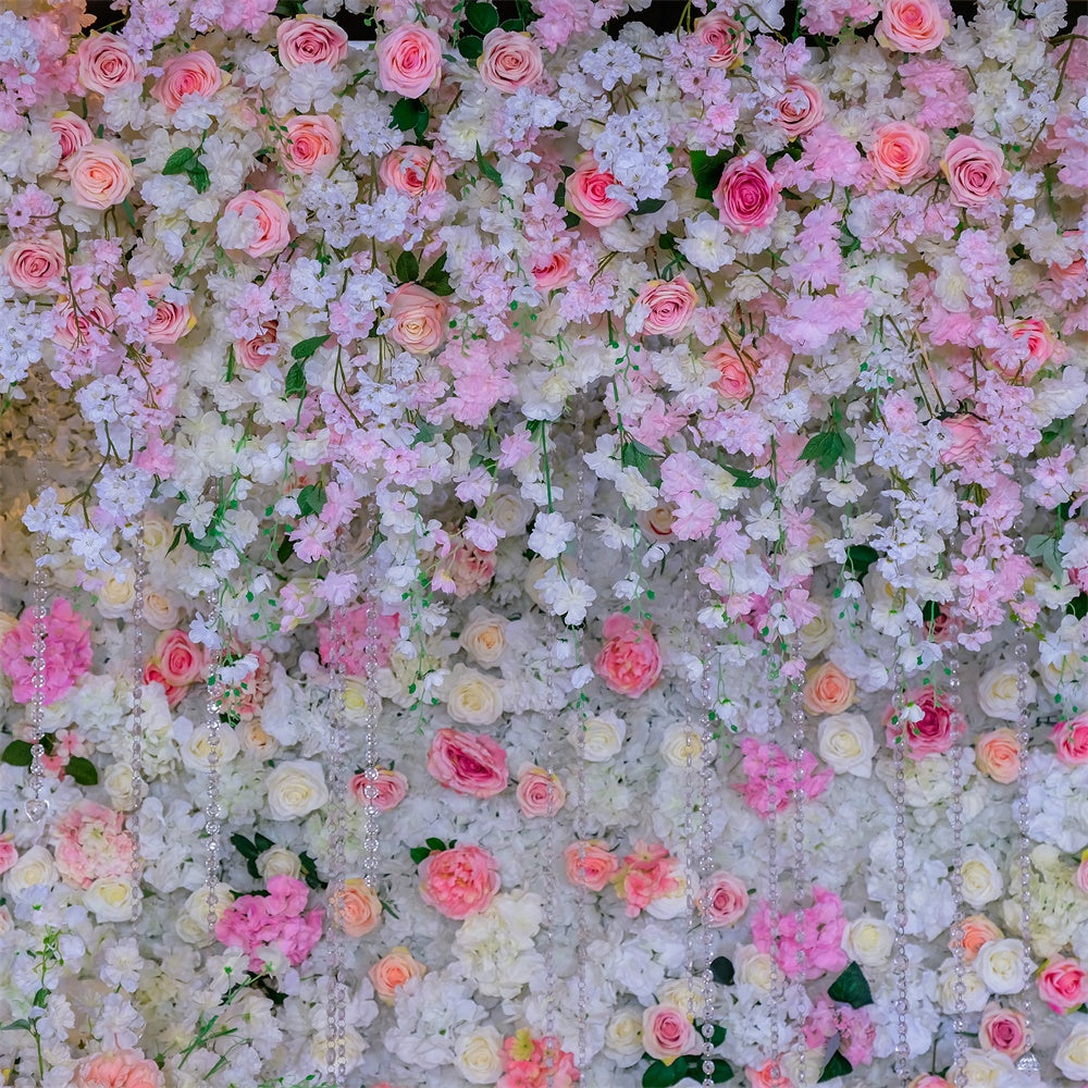 Toile de fond Pour la Fête des Mères Cascade Florale Rose Claire GQ2-170
