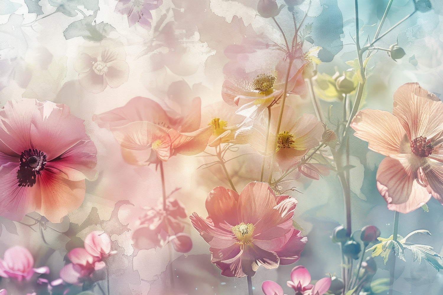 Toile de fond Fête des Mères Rêve Floral Aquarelle Pastel GQ2-173