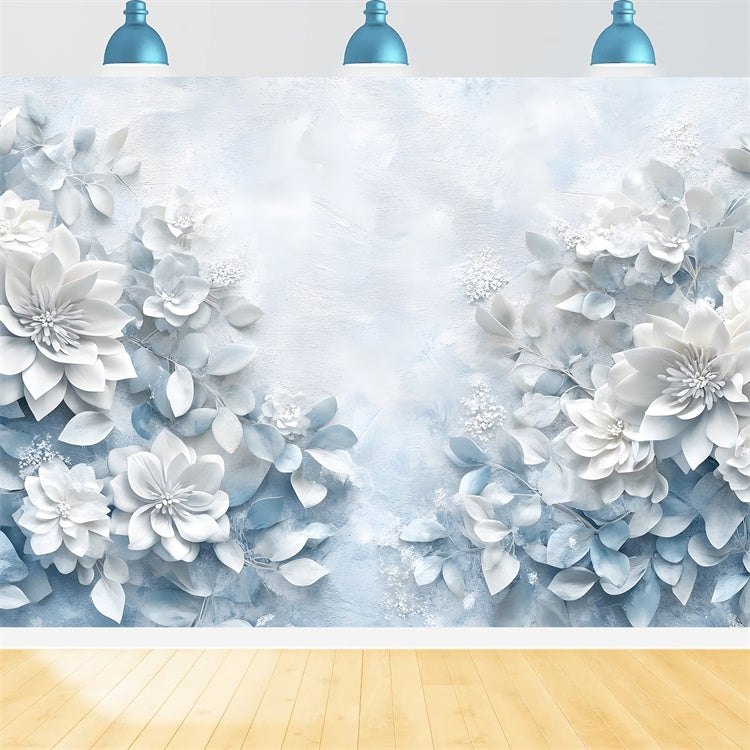 Toile de fond Pour la Fête des Mères Élégante Fleur Blanche Bleue GQ2-174