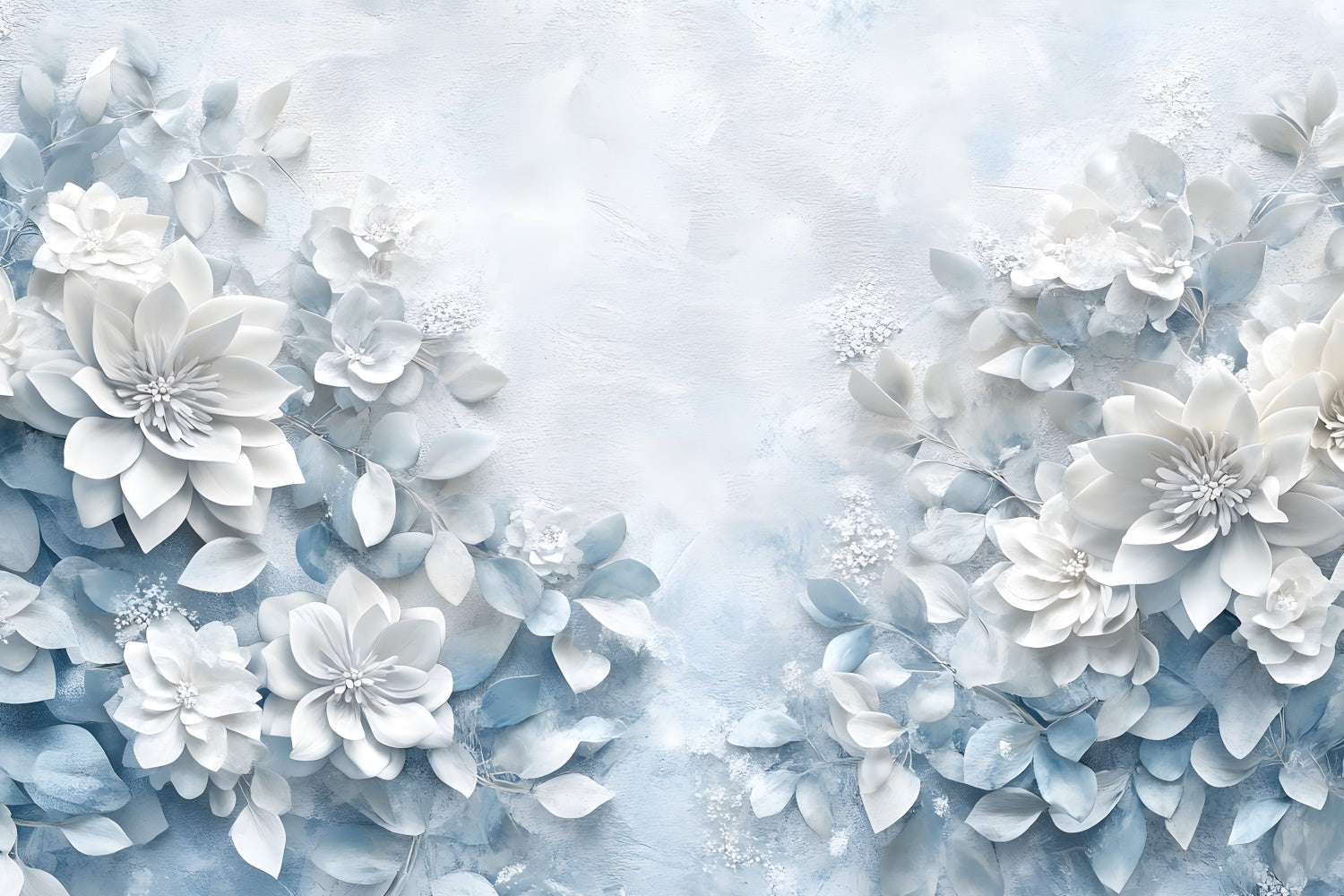 Toile de fond Pour la Fête des Mères Élégante Fleur Blanche Bleue GQ2-174
