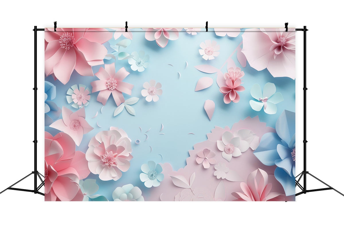 Toile de fond Fête des Mères Fleur en Papier Délicate Bleue GQ2-175