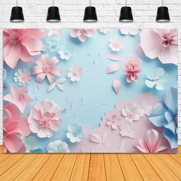 Toile de fond Fête des Mères Fleur en Papier Délicate Bleue GQ2-175