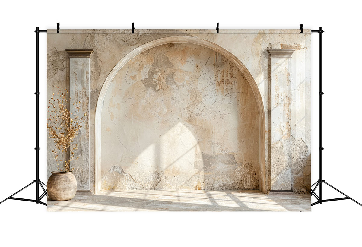 Toile de fond Fête des Mères Arche en Pierre Beige Vintage GQ2-179