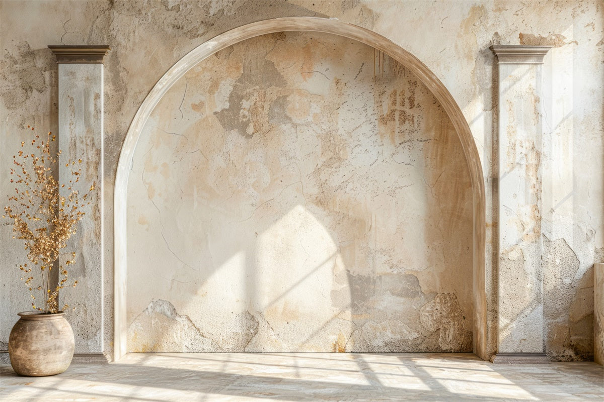 Toile de fond Fête des Mères Arche en Pierre Beige Vintage GQ2-179