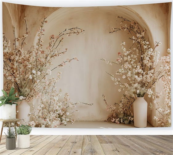 Toile de Fond Boho Arc Romantique Fleurs Roses Pâles GQ2-18