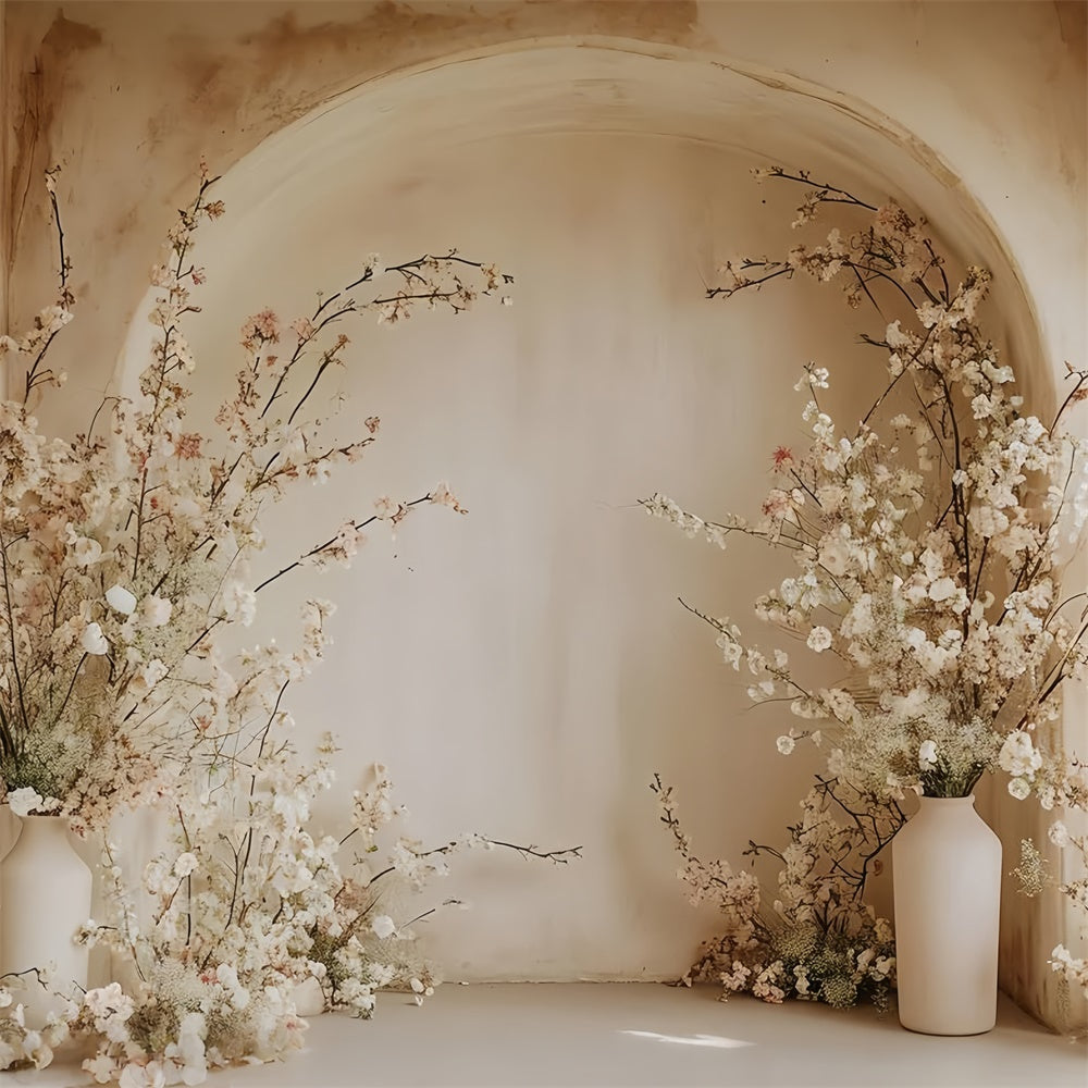 Toile de Fond Boho Arc Romantique Fleurs Roses Pâles GQ2-18