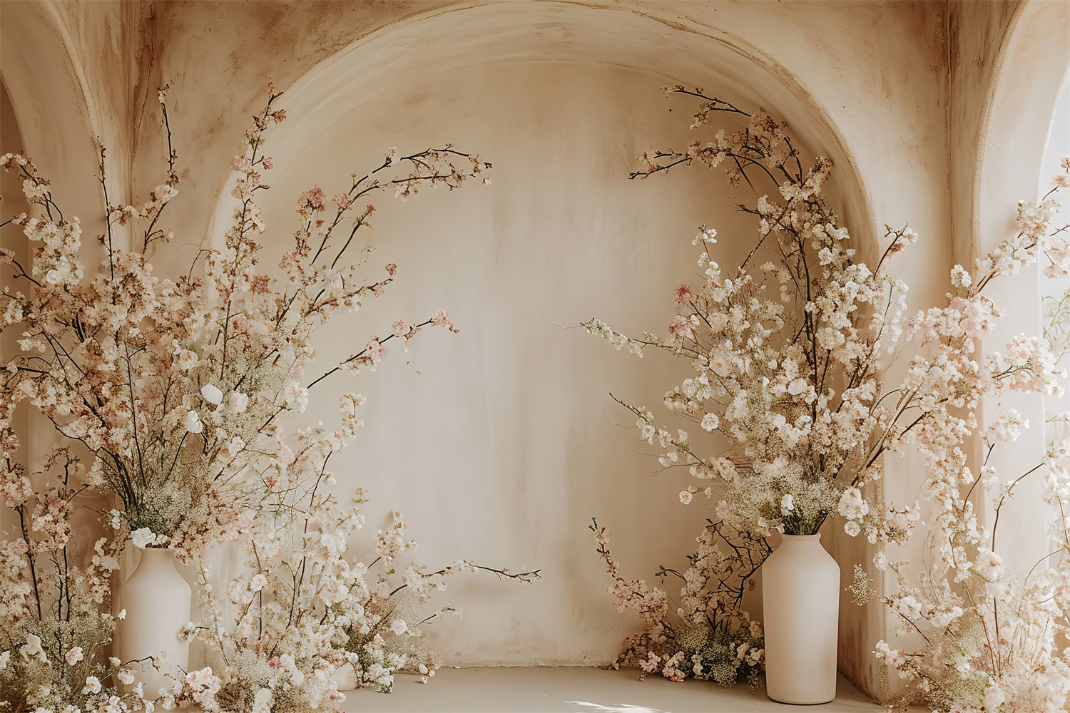 Toile de Fond Boho Arc Romantique Fleurs Roses Pâles GQ2-18
