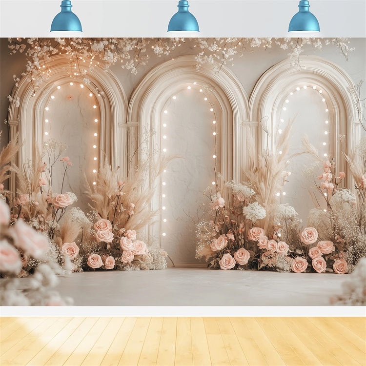Toile de fond Photo Fête des Mères Arche Rose Lumière Douce GQ2-182