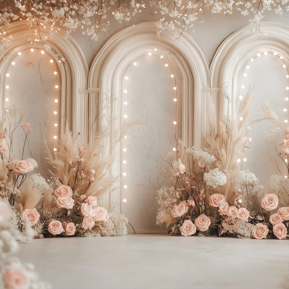 Toile de fond Photo Fête des Mères Arche Rose Lumière Douce GQ2-182