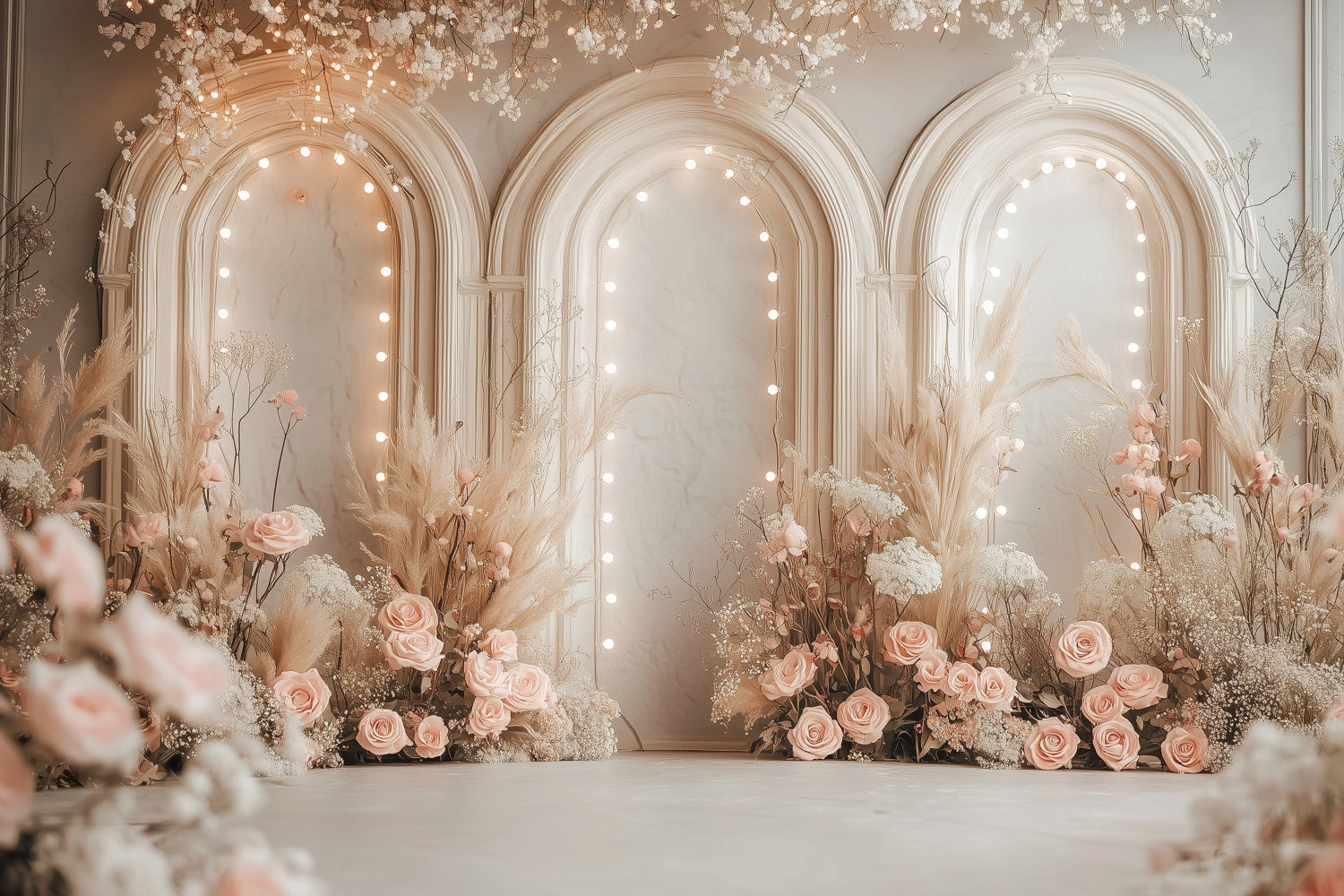 Toile de fond Photo Fête des Mères Arche Rose Lumière Douce GQ2-182