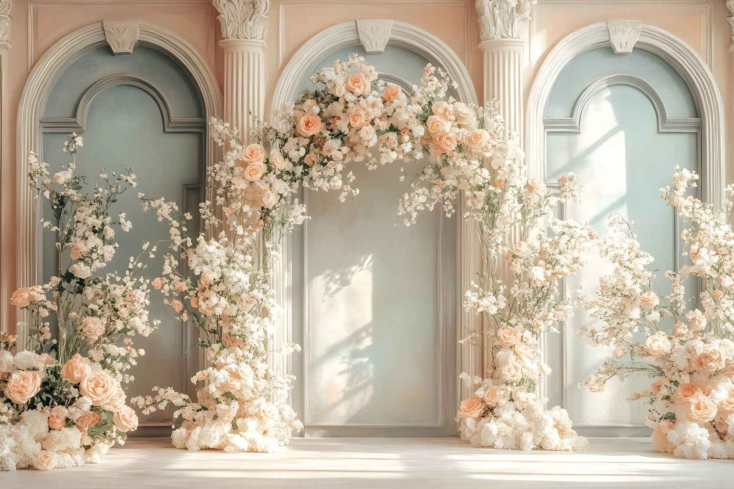 Toile de fond Fête des Mères Arche en Soleil Crème Florale GQ2-184