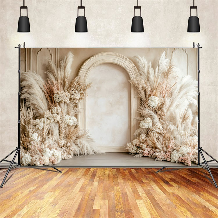 Toile de fond Pour la Fête des Mères Arche Florale Beige Élégante GQ2-185