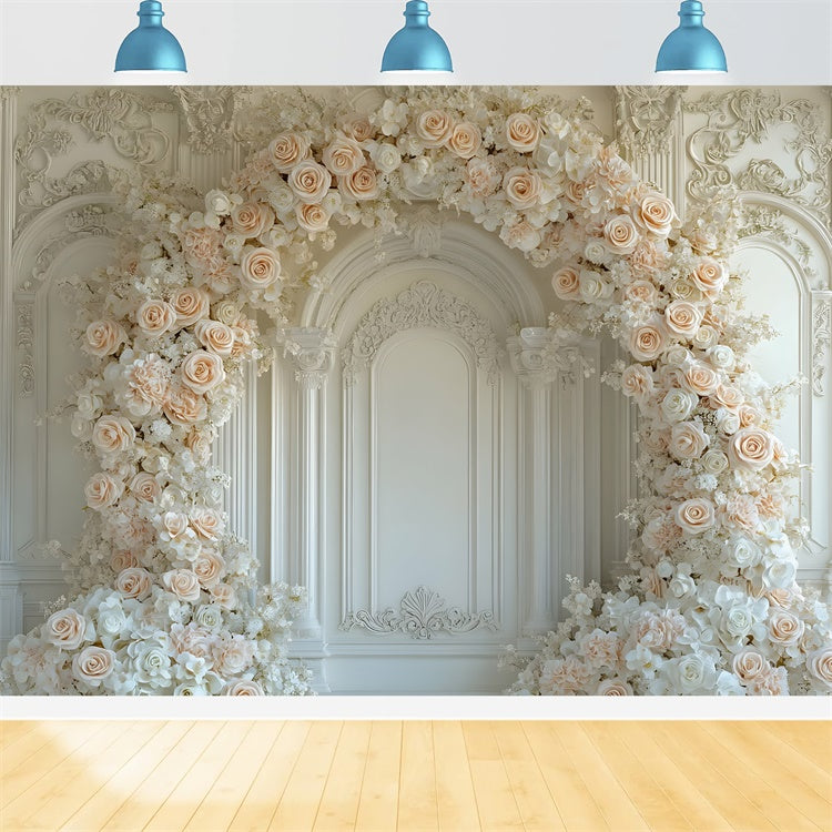 Toile de fond Fête des Mères Arche de Rose Pêche Florale GQ2-186