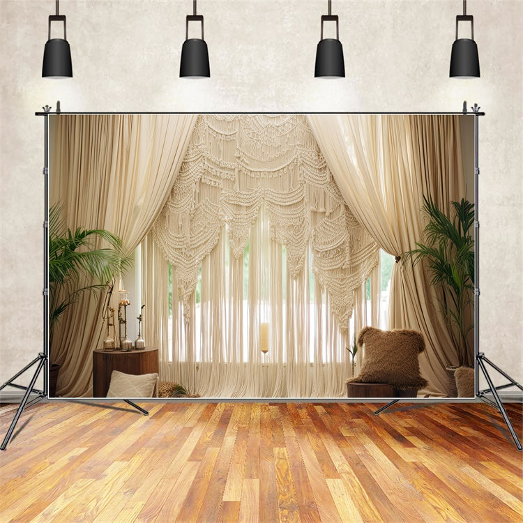 Toile de Fond Boho Idées Rideaux Chic Macramé Plantes GQ2-19