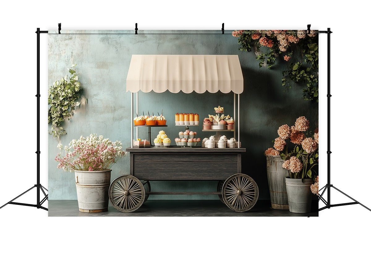 Toile de fond Fête des Mères Chariot Floral Rustique GQ2-190