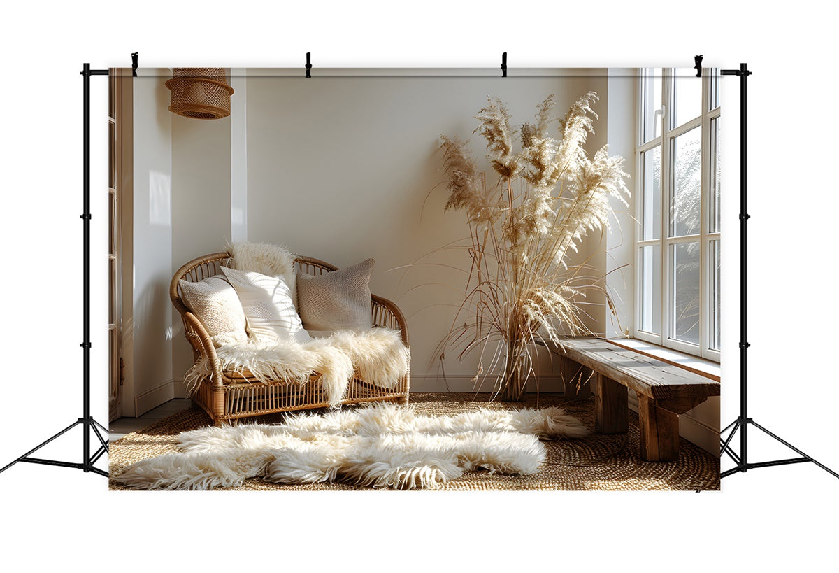 Toile de fond Pour la Fête des Mères Coin Chaise en Rotin Clair GQ2-191