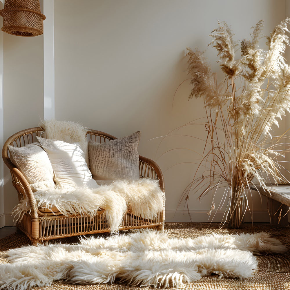 Toile de fond Pour la Fête des Mères Coin Chaise en Rotin Clair GQ2-191