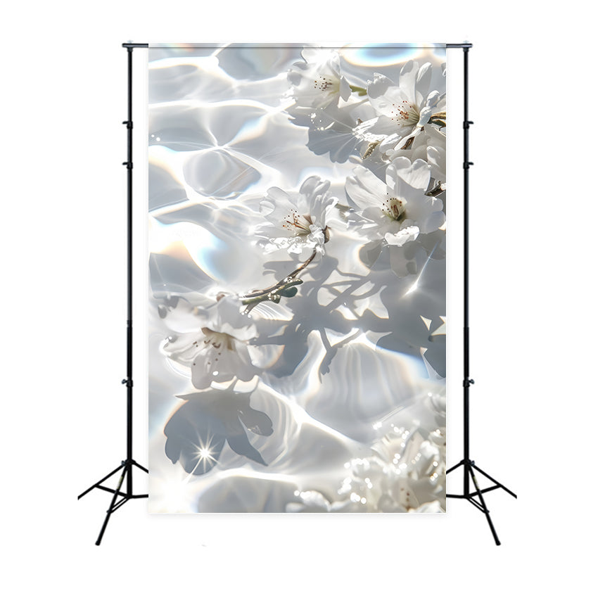 Toile de fond Fête des Mères Fleur Blanche Eau Étincelante GQ2-197