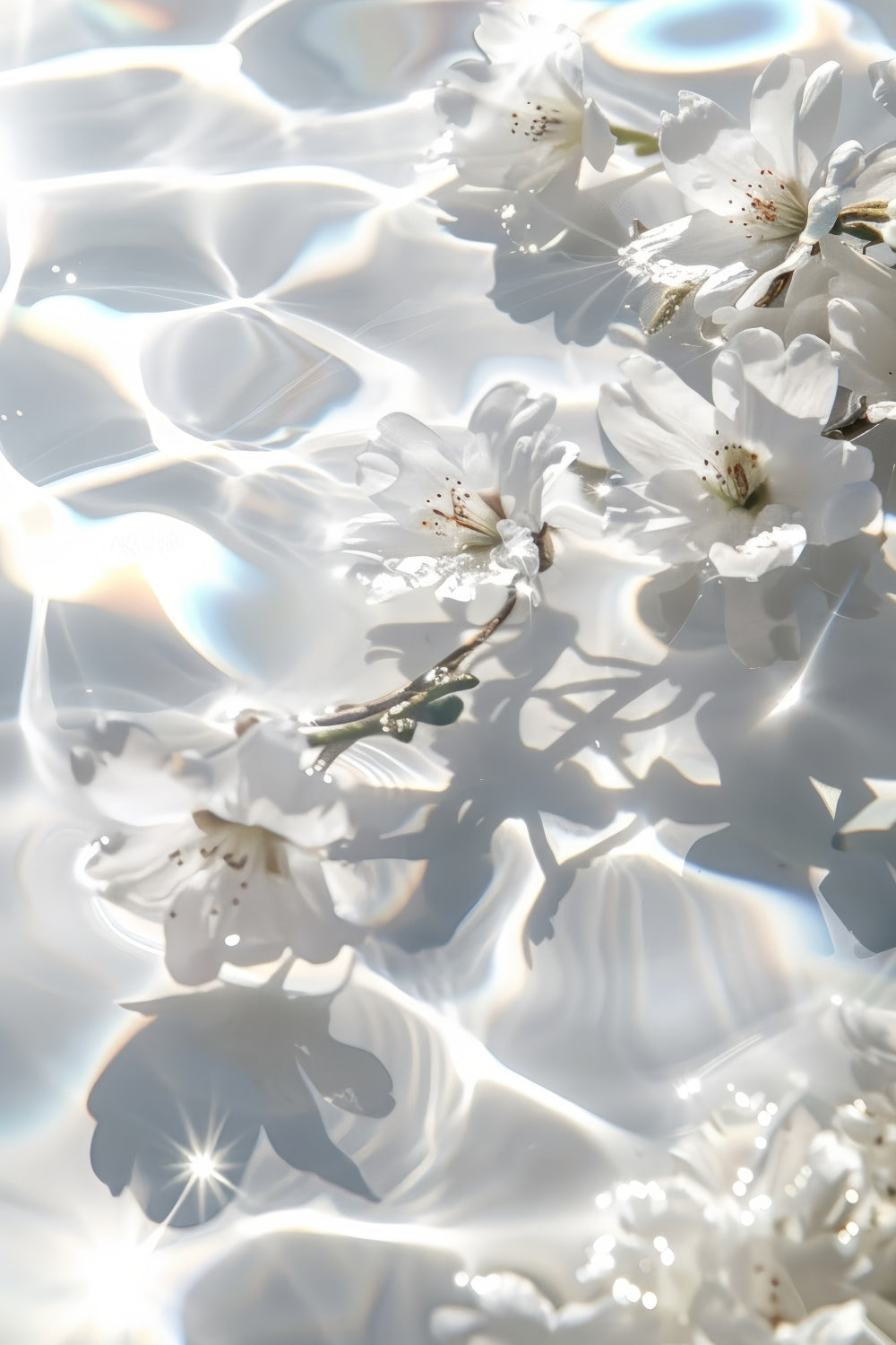Toile de fond Fête des Mères Fleur Blanche Eau Étincelante GQ2-197