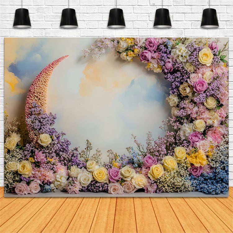 Toile de fond Pour la Fête des Mères Arche Florale Croissant Pastel GQ2-201
