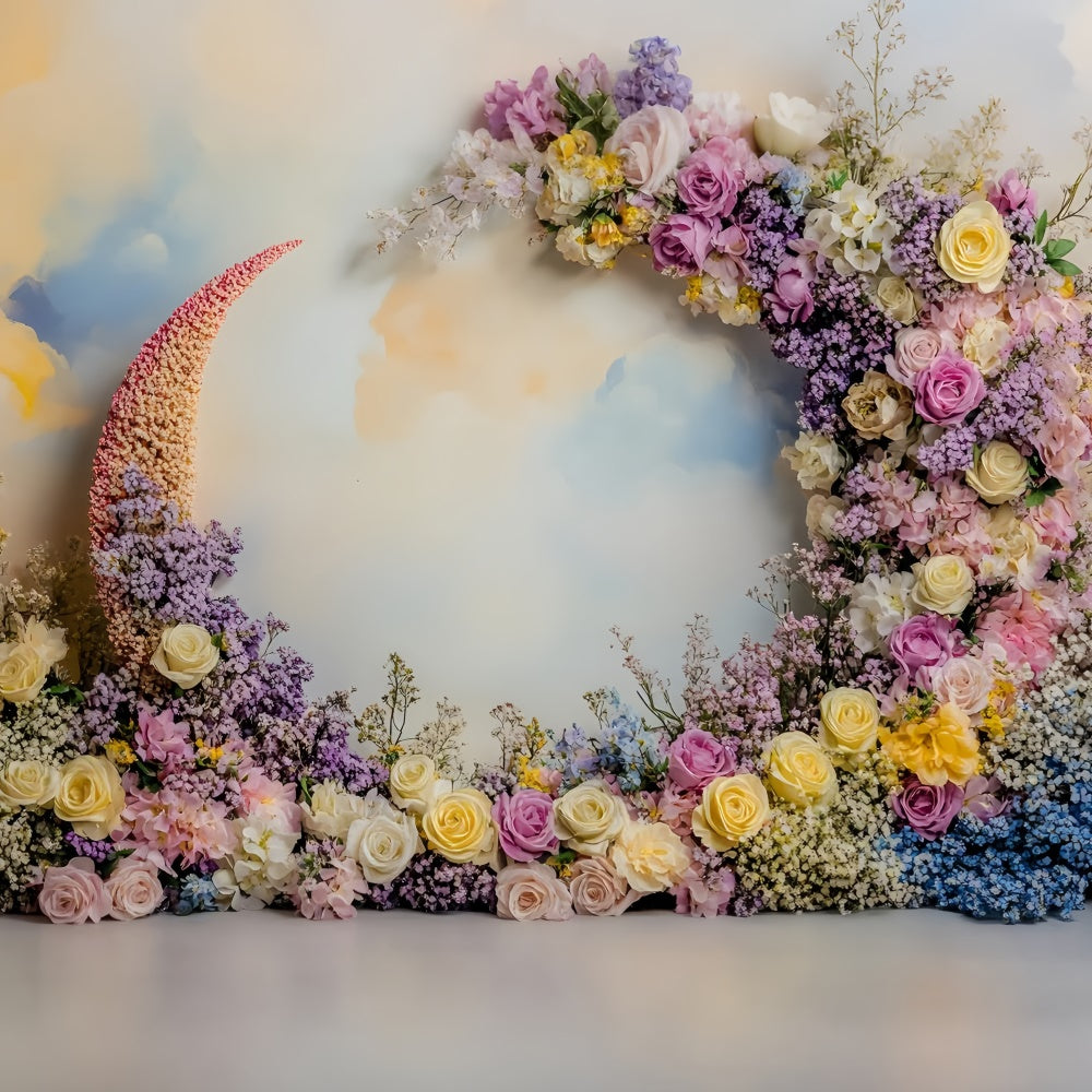 Toile de fond Pour la Fête des Mères Arche Florale Croissant Pastel GQ2-201