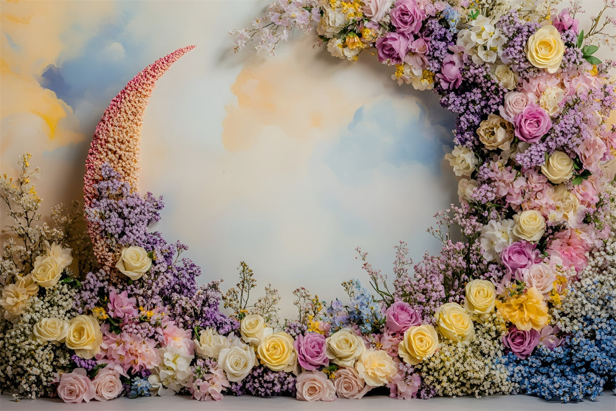 Toile de fond Pour la Fête des Mères Arche Florale Croissant Pastel GQ2-201