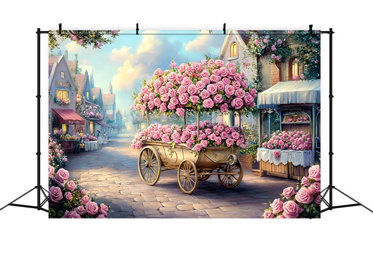 Toile de fond Fête des Mères Chariot de Rose Rue Enchantée GQ2-203