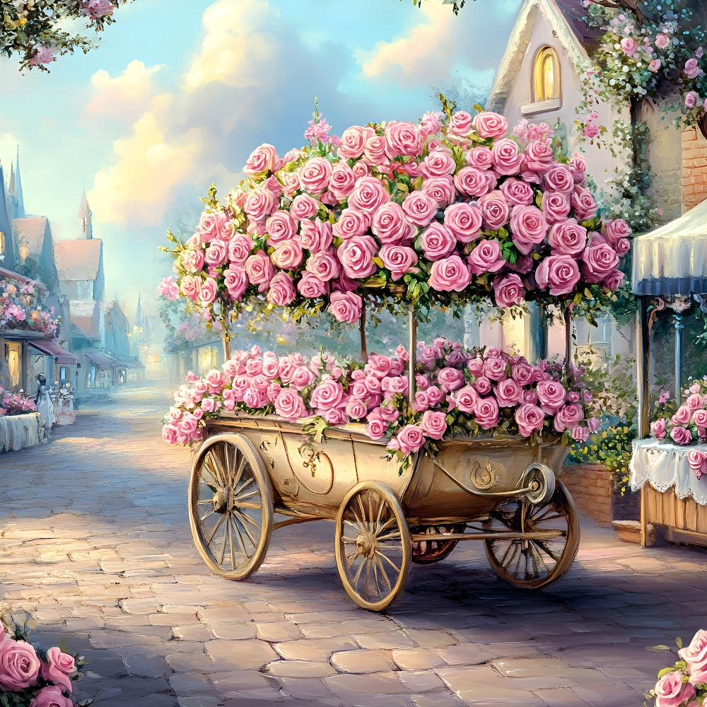 Toile de fond Fête des Mères Chariot de Rose Rue Enchantée GQ2-203