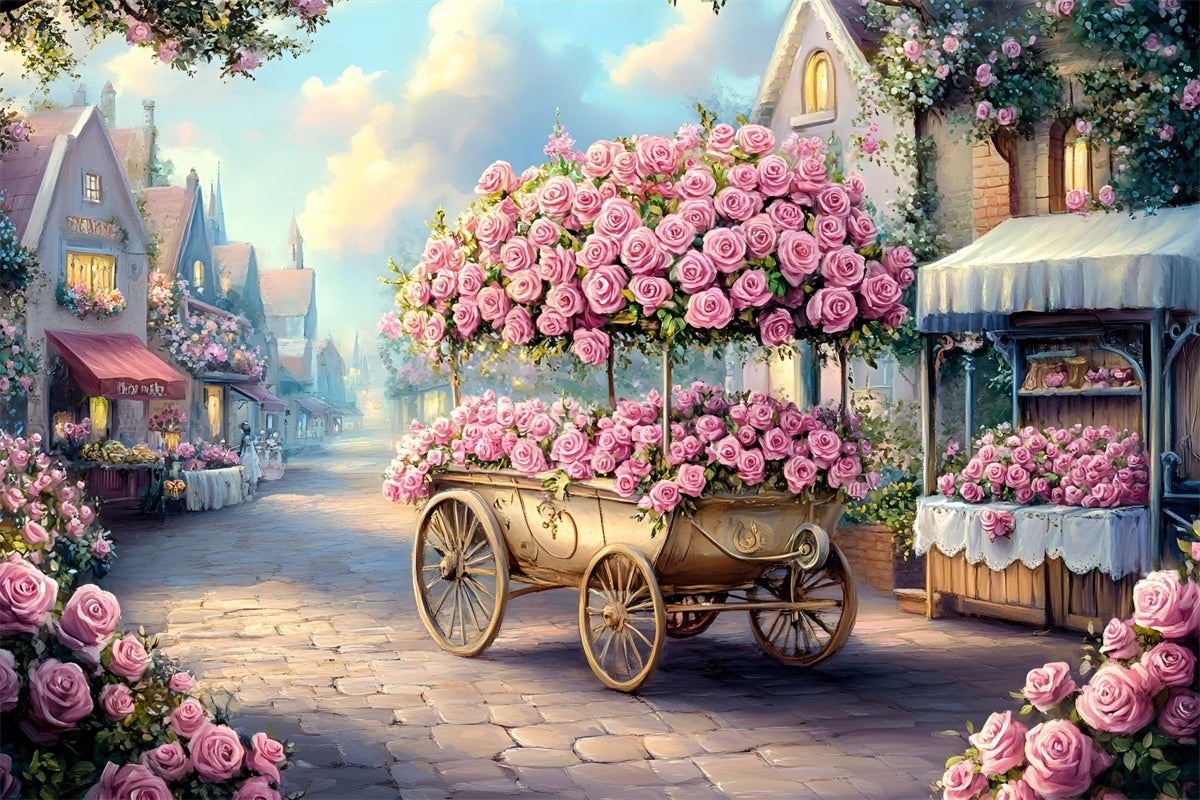 Toile de fond Fête des Mères Chariot de Rose Rue Enchantée GQ2-203
