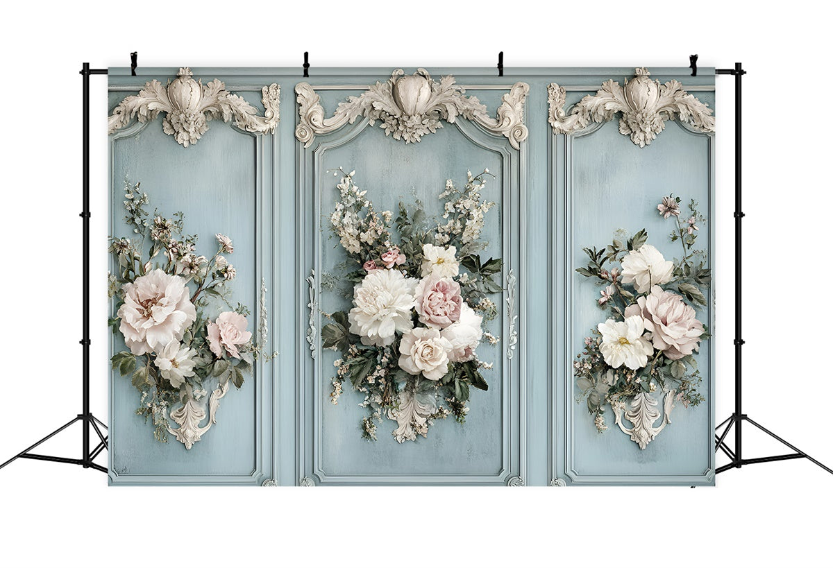 Toile de fond Fête des Mères Pivoine Romantique Mur Bleu GQ2-204