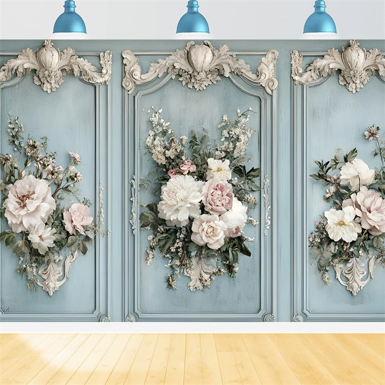 Toile de fond Fête des Mères Pivoine Romantique Mur Bleu GQ2-204