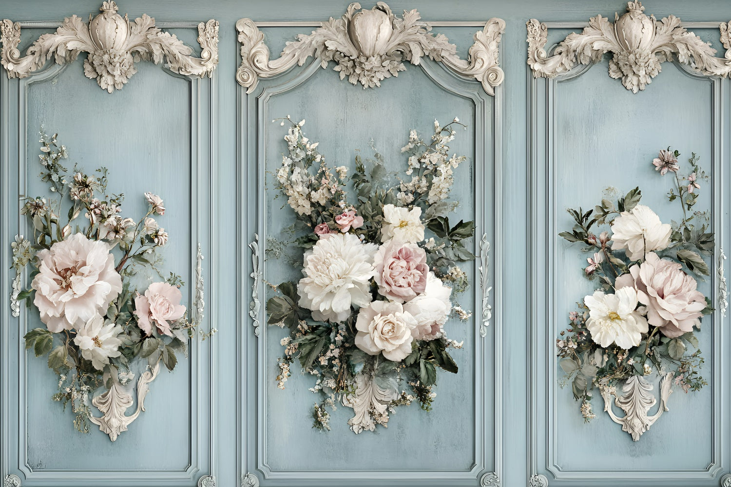 Toile de fond Fête des Mères Pivoine Romantique Mur Bleu GQ2-204