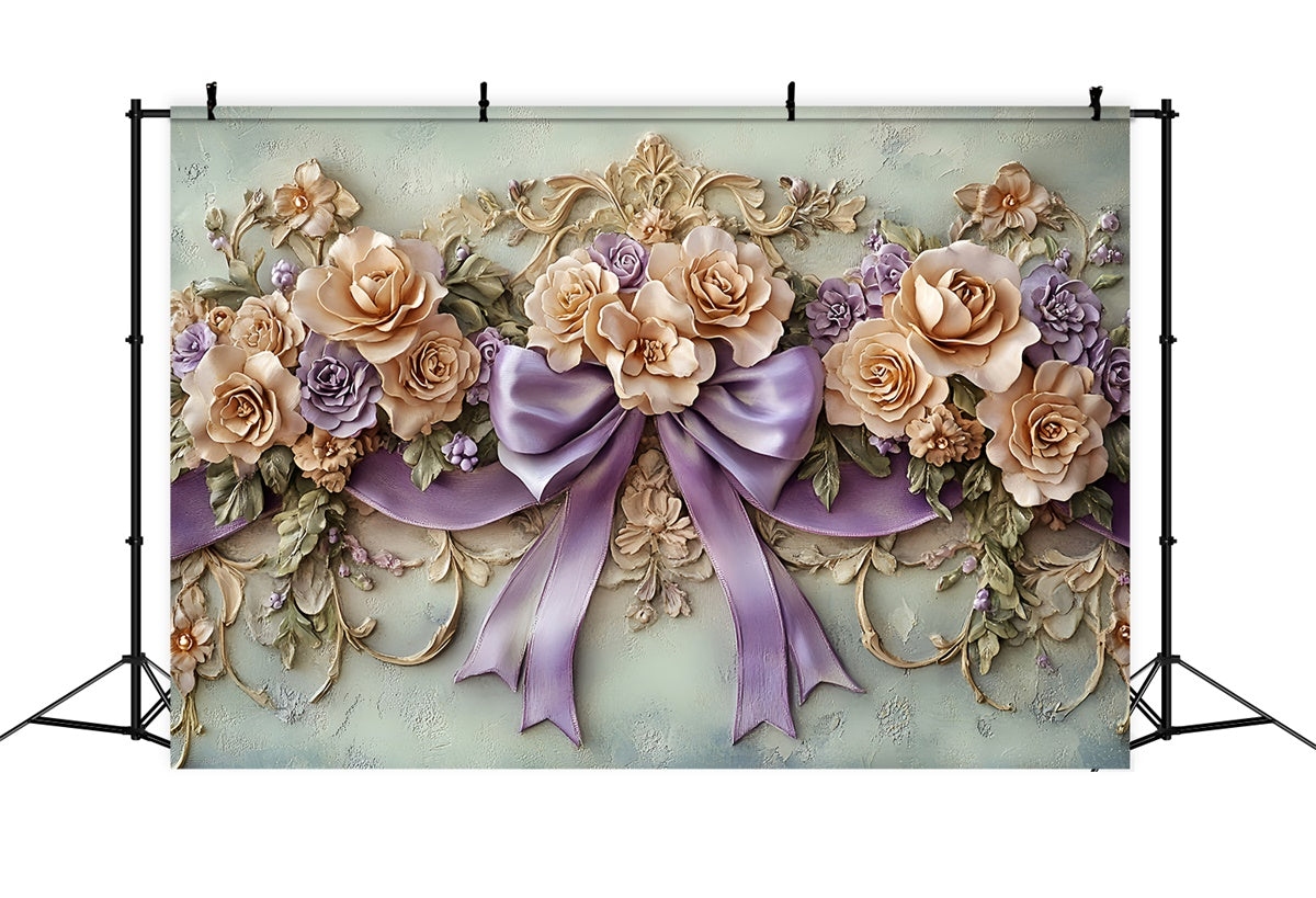 Toile de fond Photo Fête des Mères Ruban de Rose Lavande Douce GQ2-205