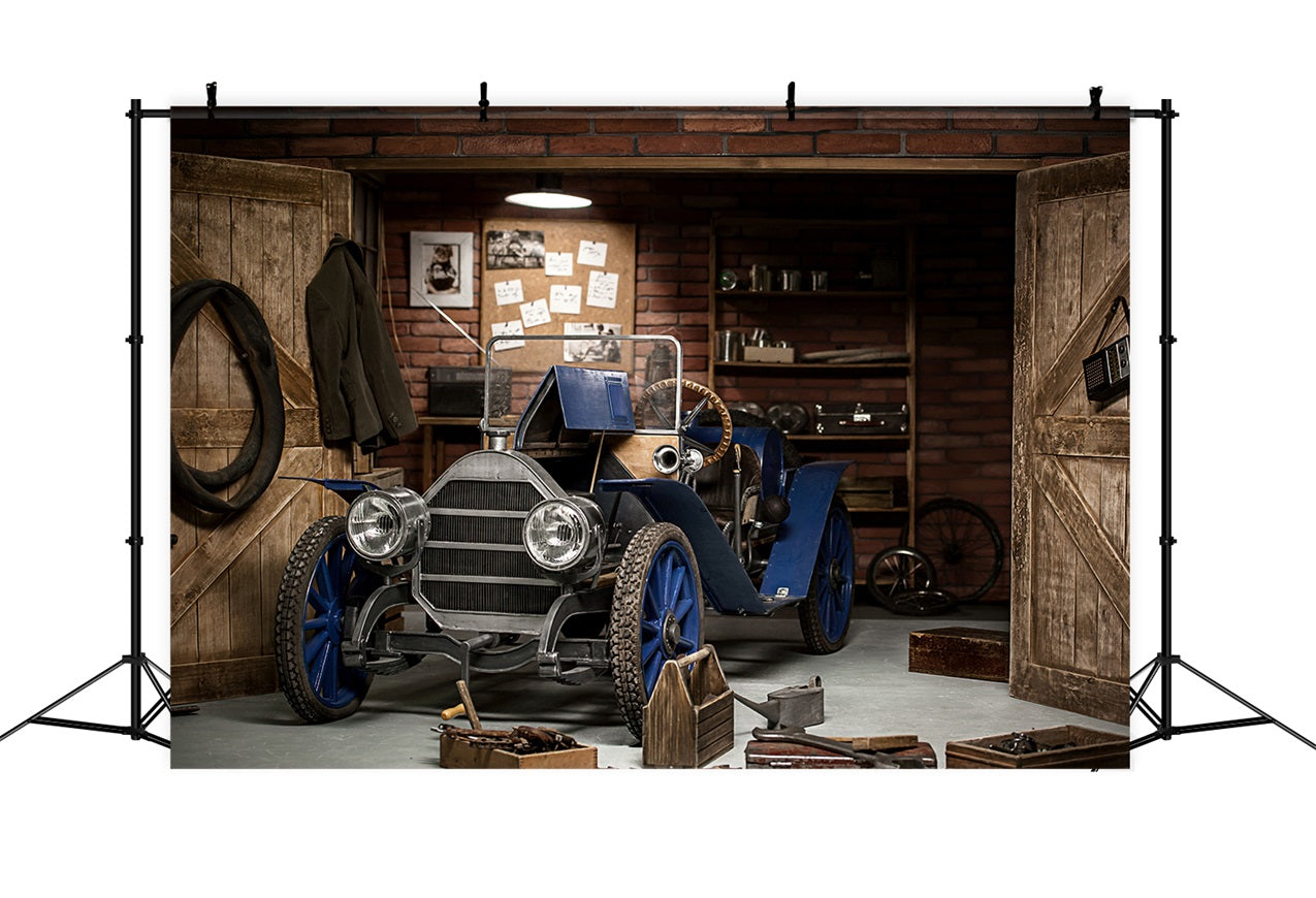 Toile de fond Joyeuse Fête des Pères Garage Vintage Voiture GQ2-214