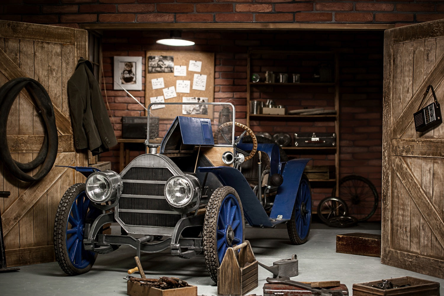 Toile de fond Joyeuse Fête des Pères Garage Vintage Voiture GQ2-214