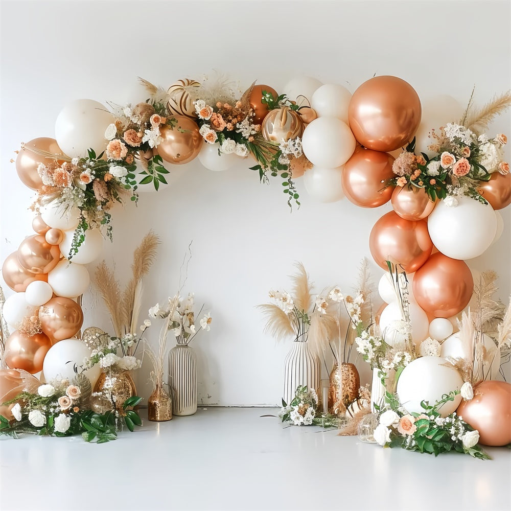 Toile de Fond Photo Boho Arc Ballons Rose Doré GQ2-22