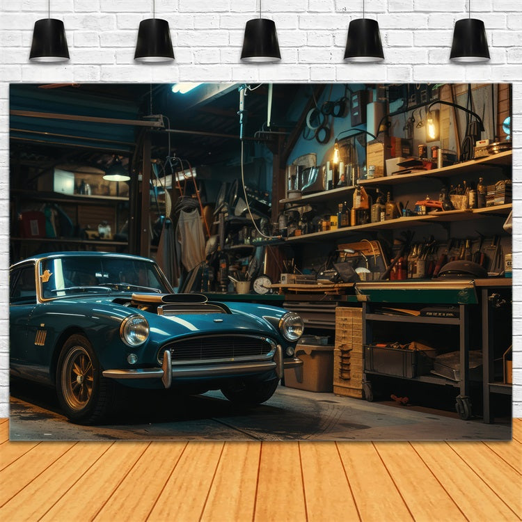 Toile de fond Pour Fête des Pères Garage Voiture Vintage GQ2-222
