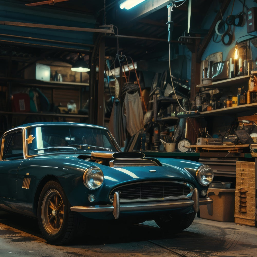 Toile de fond Pour Fête des Pères Garage Voiture Vintage GQ2-222